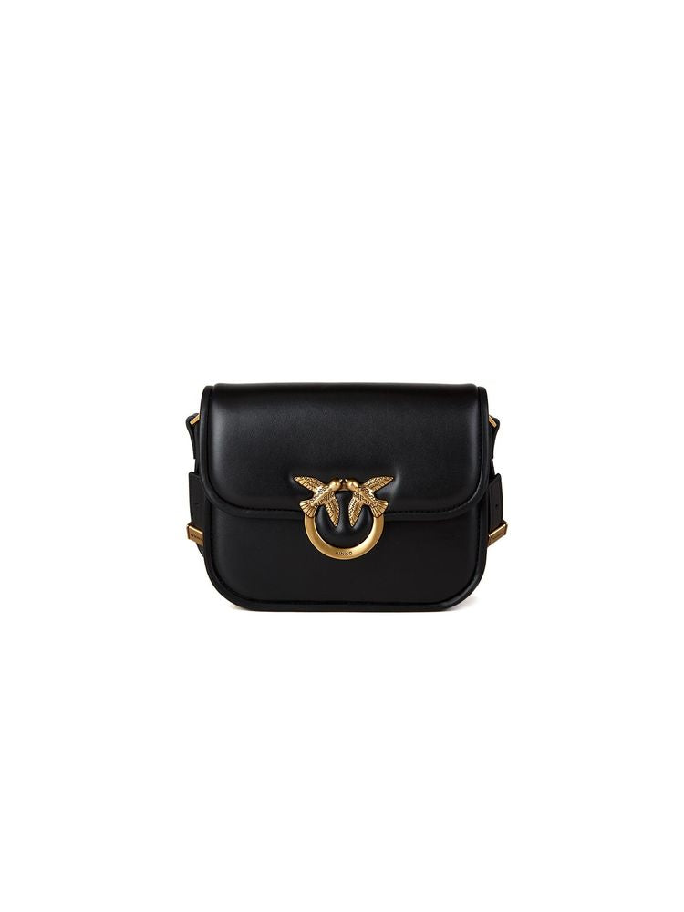 Pinko Love Box Crossbody Bag — Black Sheepskin