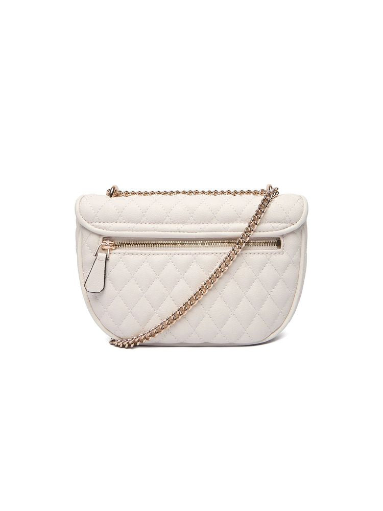 Guess Quilted Polyurethane Crossbody Bag — White