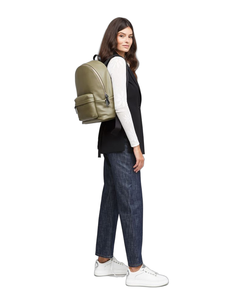 Coccinelle Grained Cowhide Backpack — Green
