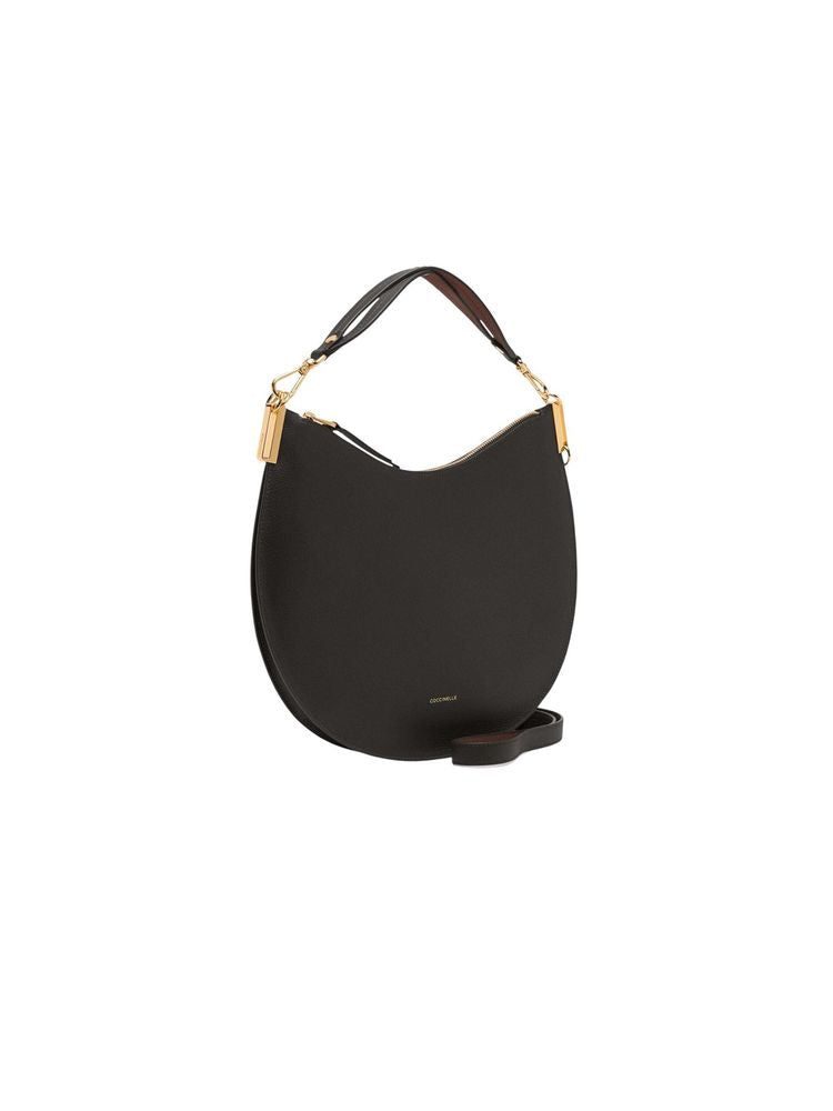 Coccinelle Sunup Shoulder Bag — Black Cowhide
