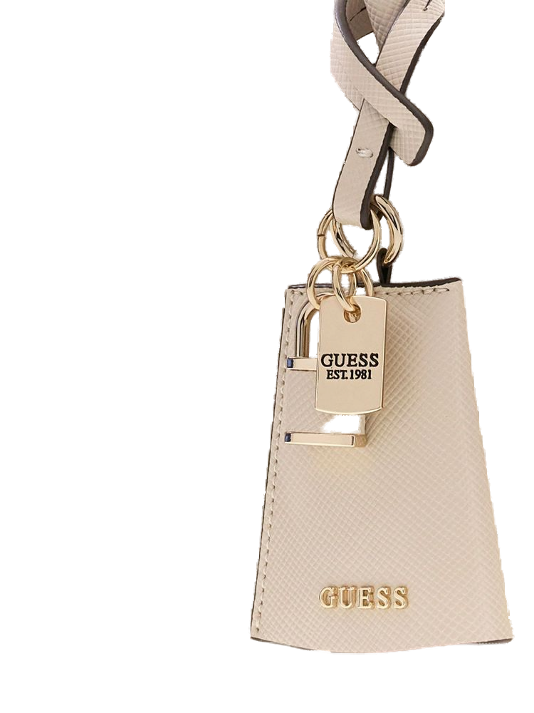 Guess Structured Satchel Shoulder Bag — Beige Polyurethane