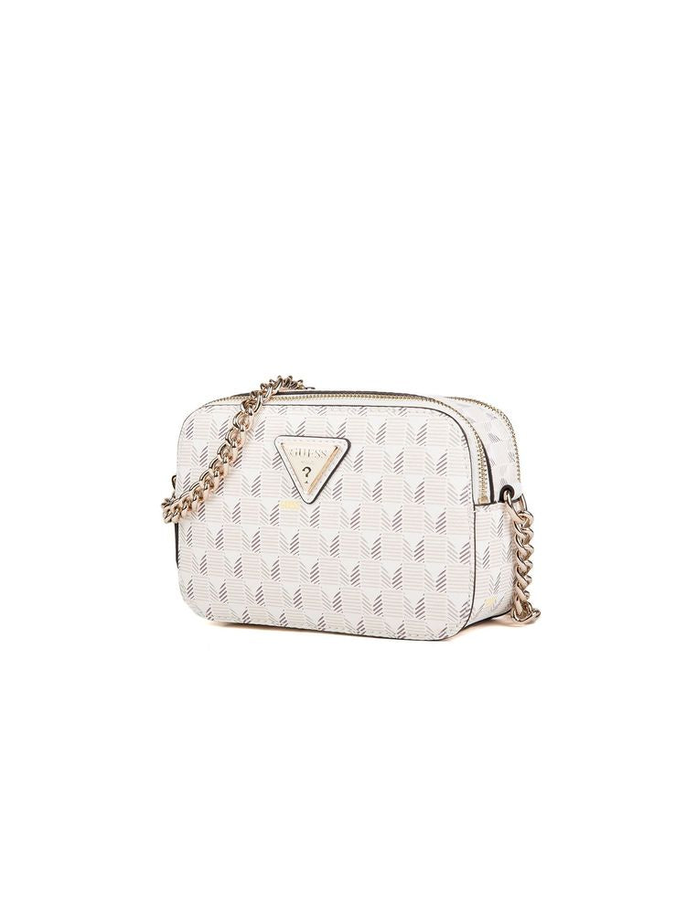 Guess Chevron-Quilted Crossbody Bag — Beige Polyurethane