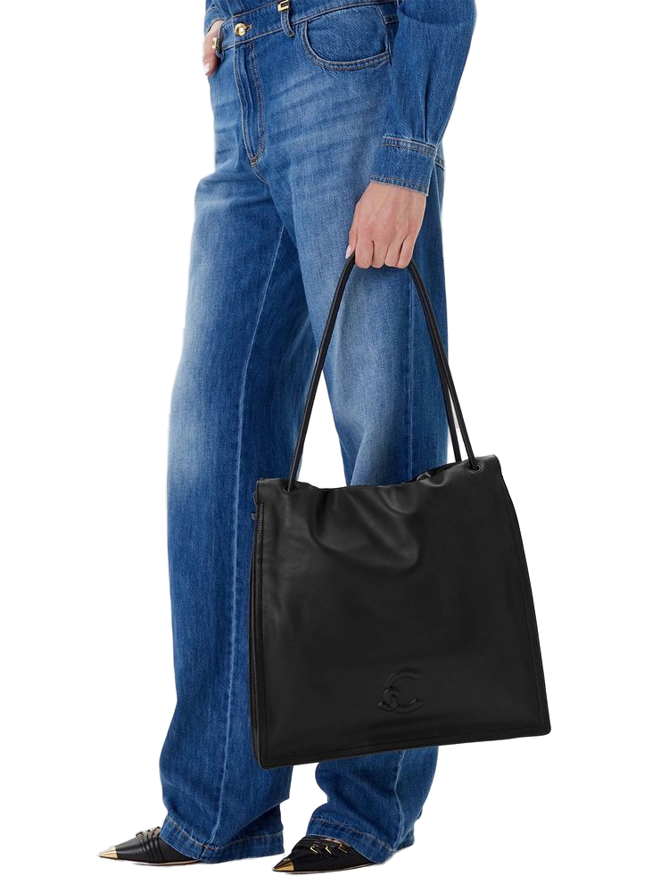 Coccinelle Dulse Shoulder Bag — Black Cowhide