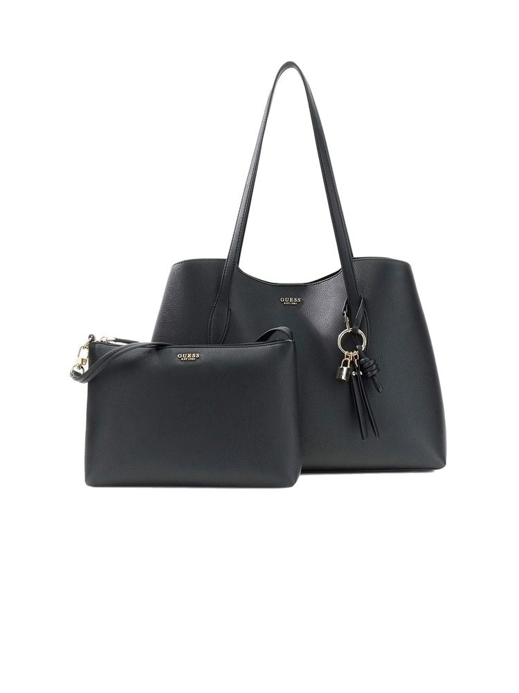 Guess Textured Polyurethane Tote Bag — Black