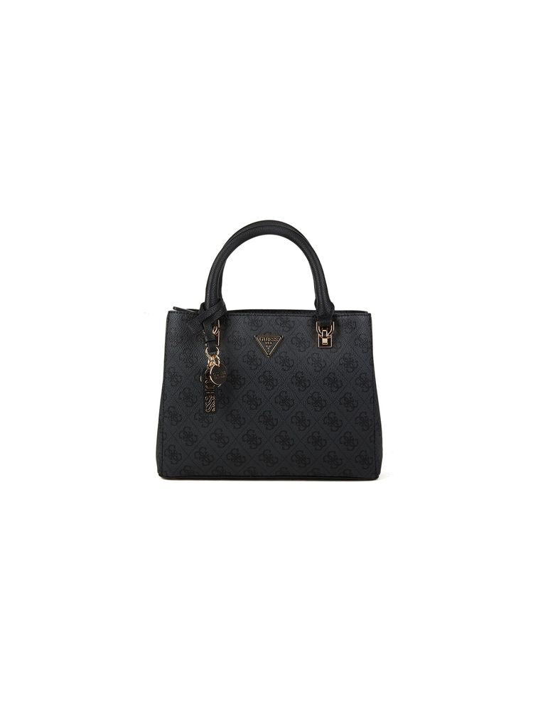 Guess Logo-Plaque Polyurethane Shoulder Bag — Black
