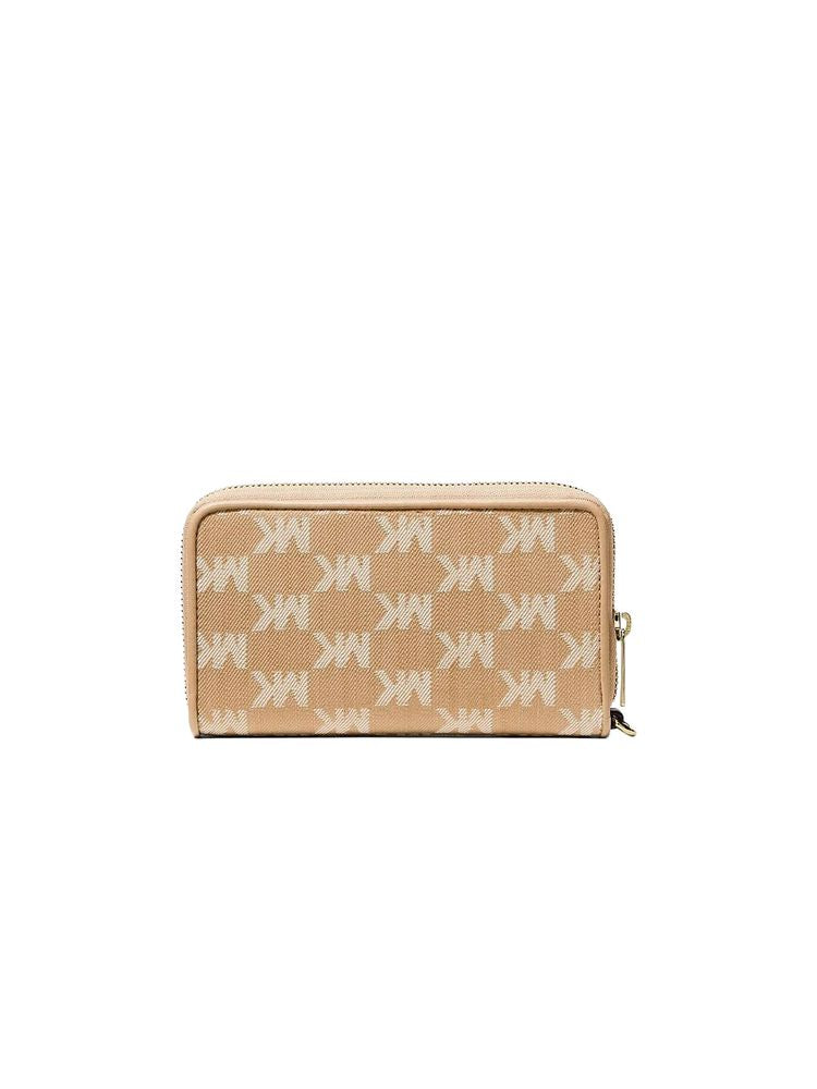 Michael Kors Logo-Monogram Jacquard Wallet — Camel Cotton