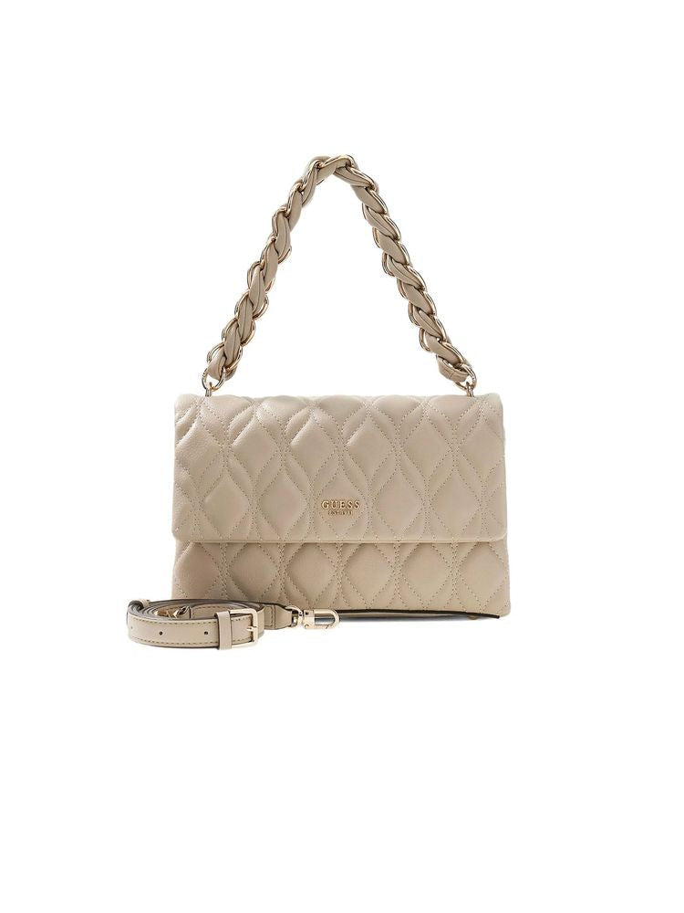 Guess Maxine Flap Crossbody Bag — Beige Polyurethane