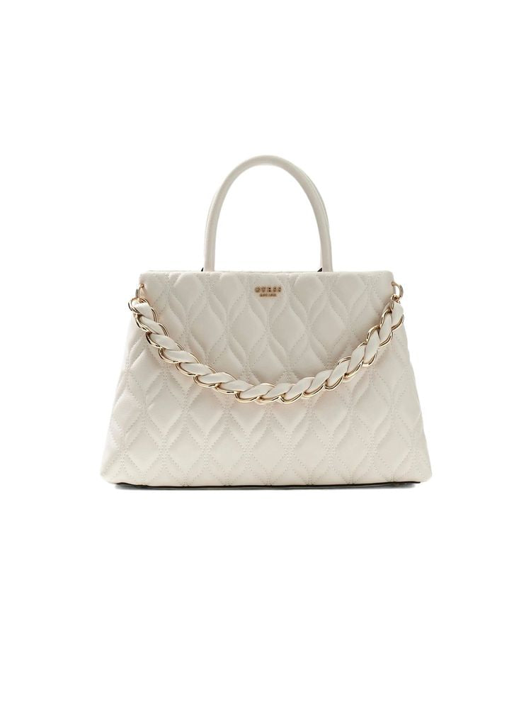 Guess Quilted Polyurethane Shoulder Bag — White