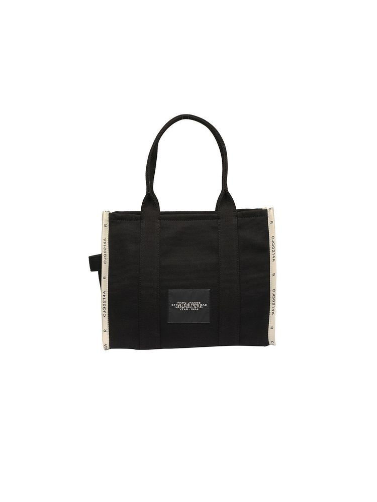 Marc Jacobs Logo-Print Cotton Tote Bag — Black
