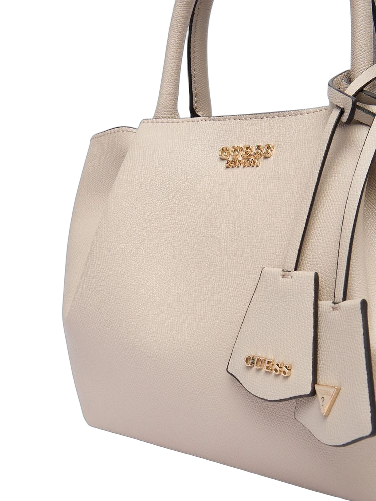 Guess Structured Polyurethane Tote Bag — Beige