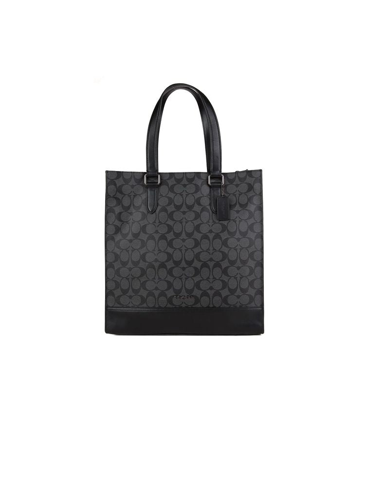 Coach Monogram Calf Leather Tote Bag — Gray