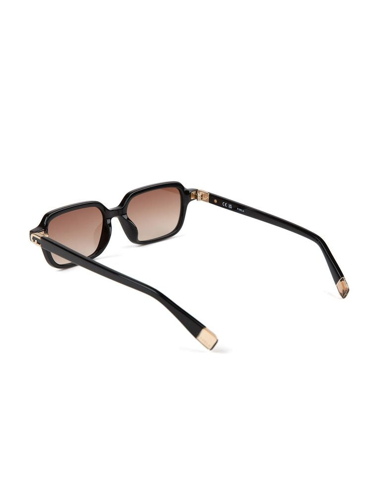 Furla Sfu971 Acetate Rectangle Frame Sunglasses — Black