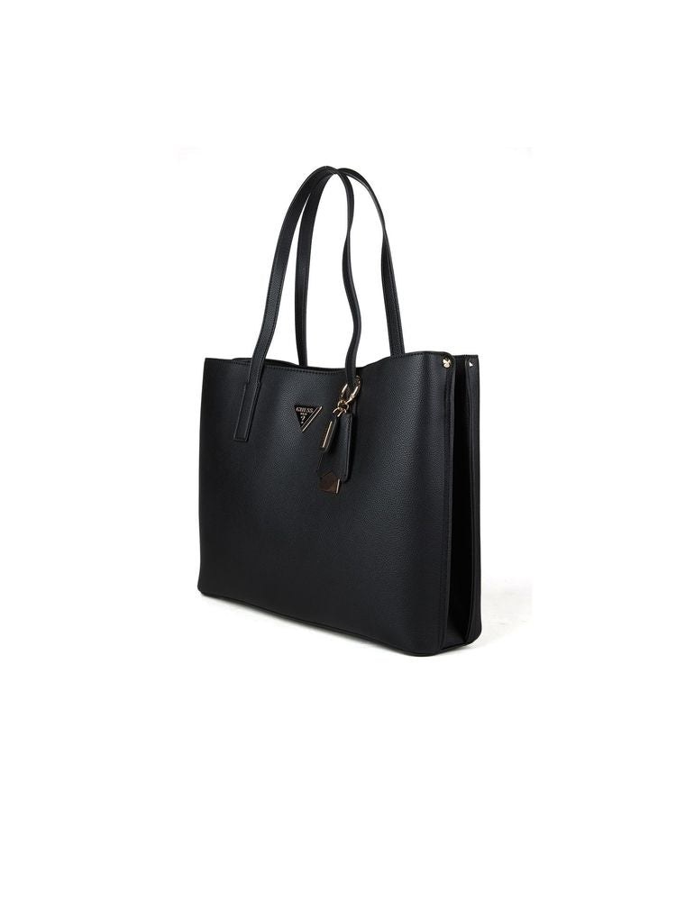 Guess Structured Polyurethane Tote Bag — Black
