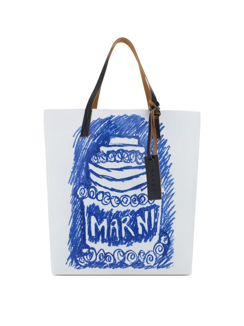 Marni Two-Tone Polyurethane Tote Bag — Black