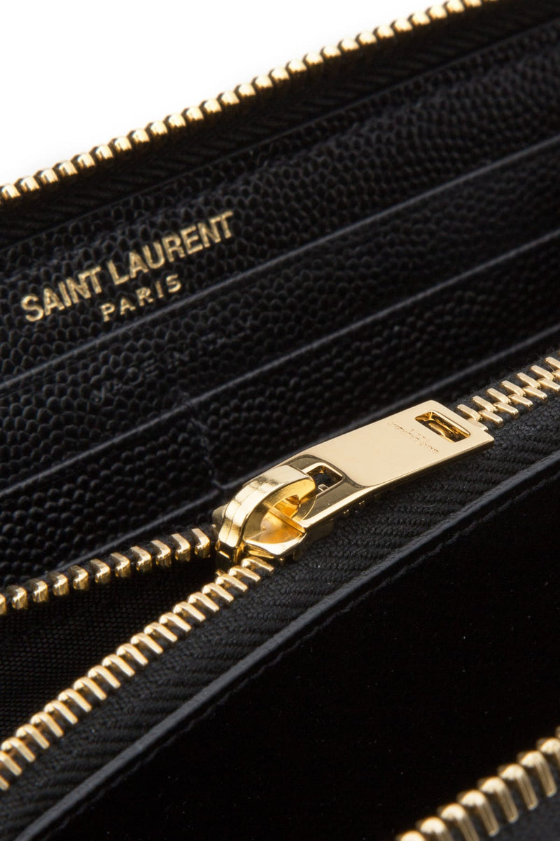 Saint Laurent Quilted Calfskin Wallet — Black Calf Skin