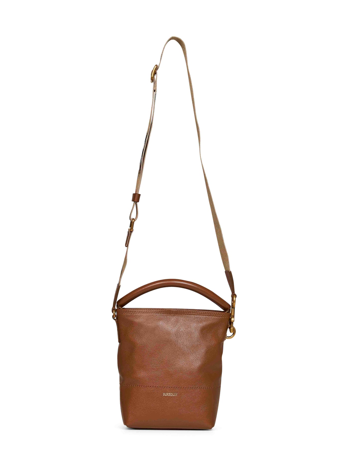 Burberry B Clip Bucket Bag — Brown Calf Grain Leather