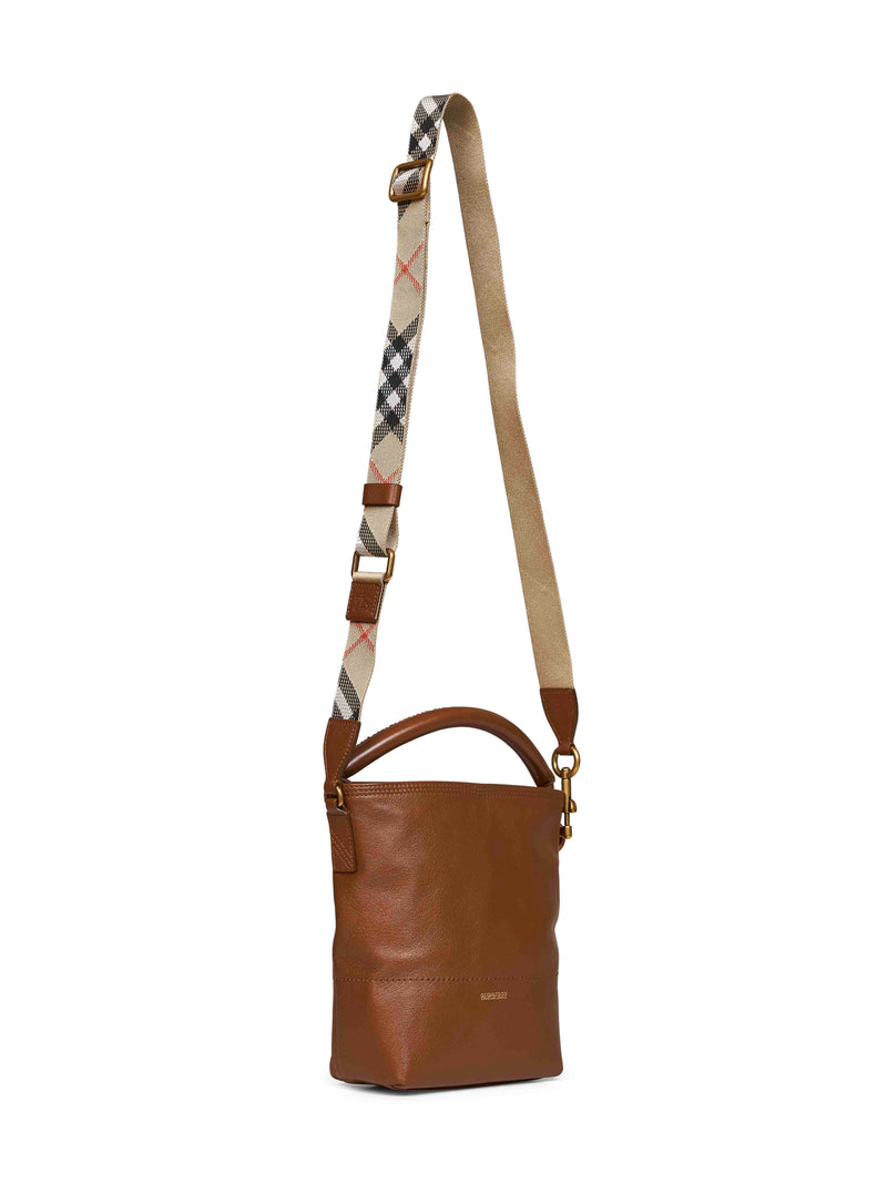 Burberry B Clip Bucket Bag — Brown Calf Grain Leather