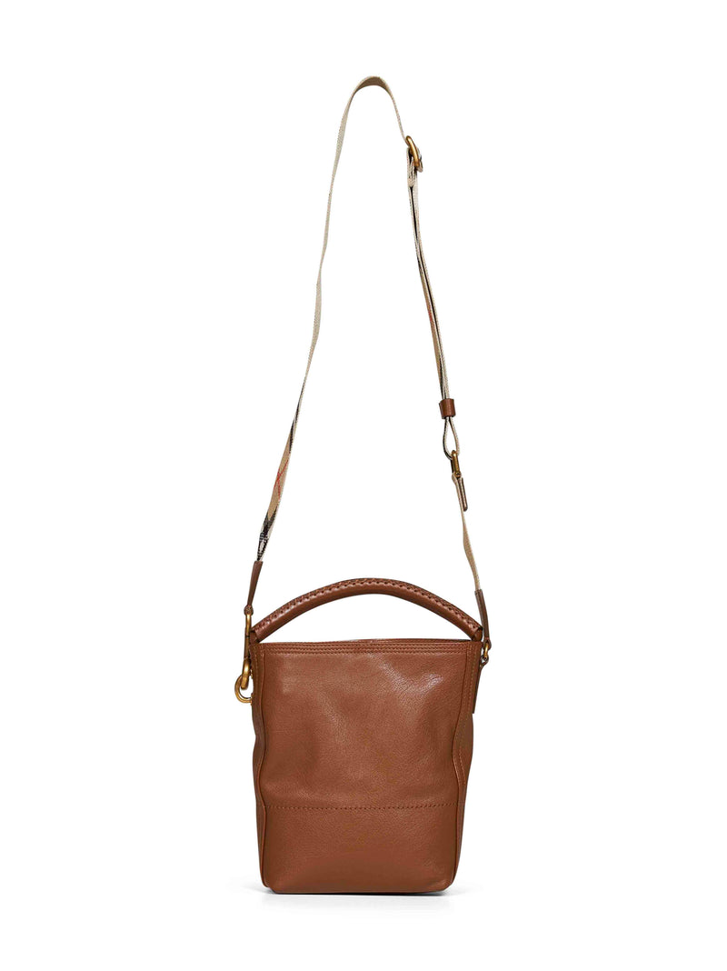 Burberry B Clip Bucket Bag — Brown Calf Grain Leather