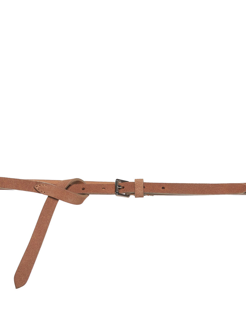 D 4.0 Suede Knot-Detail Belt — Brown Calf Leather