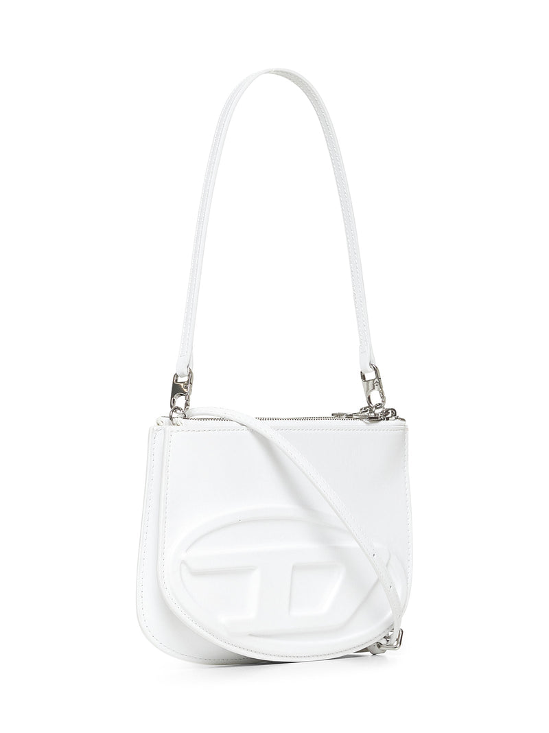 Diesel Embossed Logo Leather Shoulder Bag — White Bovine