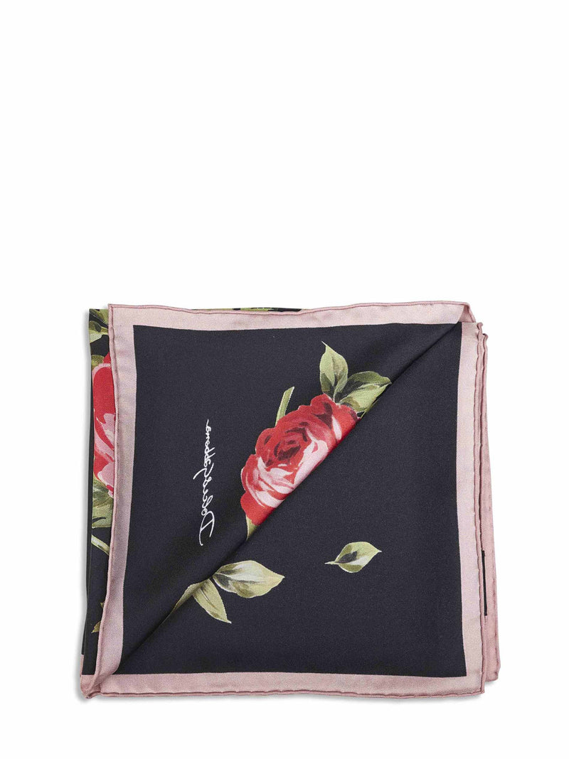 Dolce & Gabbana Rose Bouquet Floral Silk Twill Scarf — Multicolor Scarfs