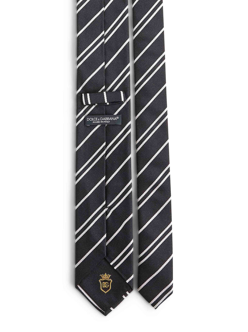 Dolce & Gabbana Striped Jacquard Silk Necktie — Black Neckties