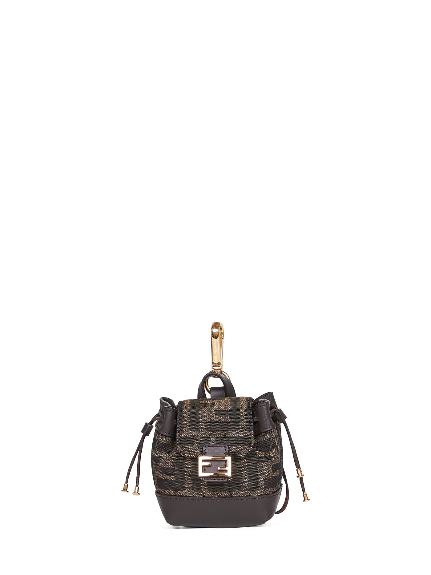 Fendi Ff Jacquard Nano Backpack Charm — Brown Polyester
