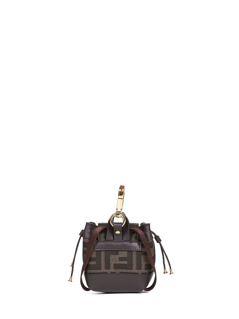 Fendi Ff Jacquard Nano Backpack Charm — Brown Polyester