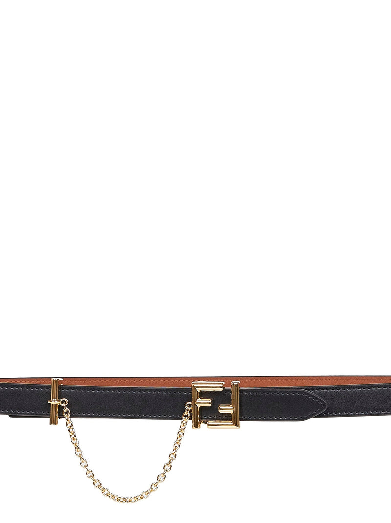 Fendi Two-Tone Reversible Leather Belt — Black Calf