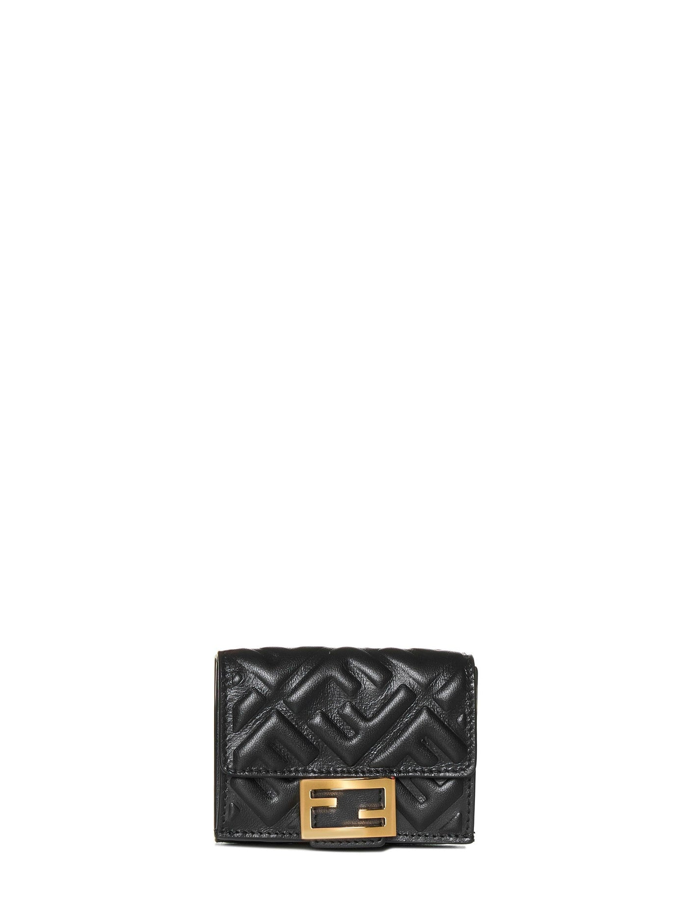 Fendi Quilted Lamb Skin Wallet — Black & Purses