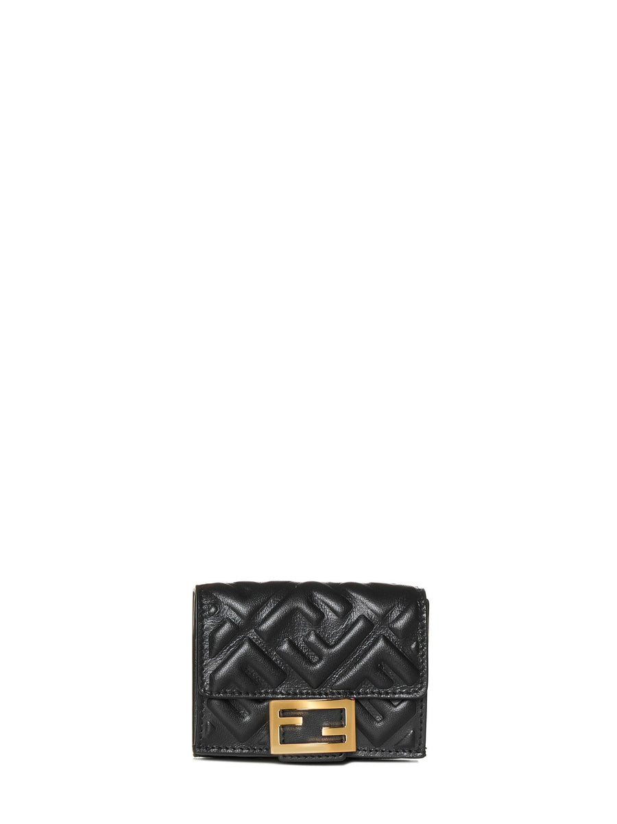 Fendi Quilted Lamb Skin Wallet — Black & Purses