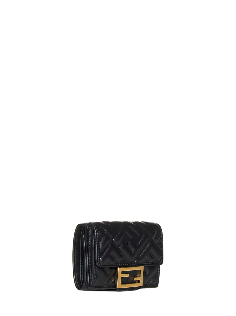 Fendi Quilted Lamb Skin Wallet — Black & Purses