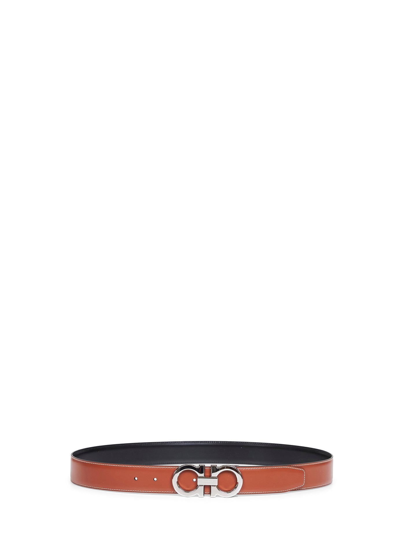 Ferragamo Palladium Gancini Reversible Belt — Brown Furs & Skins - Calf Leather