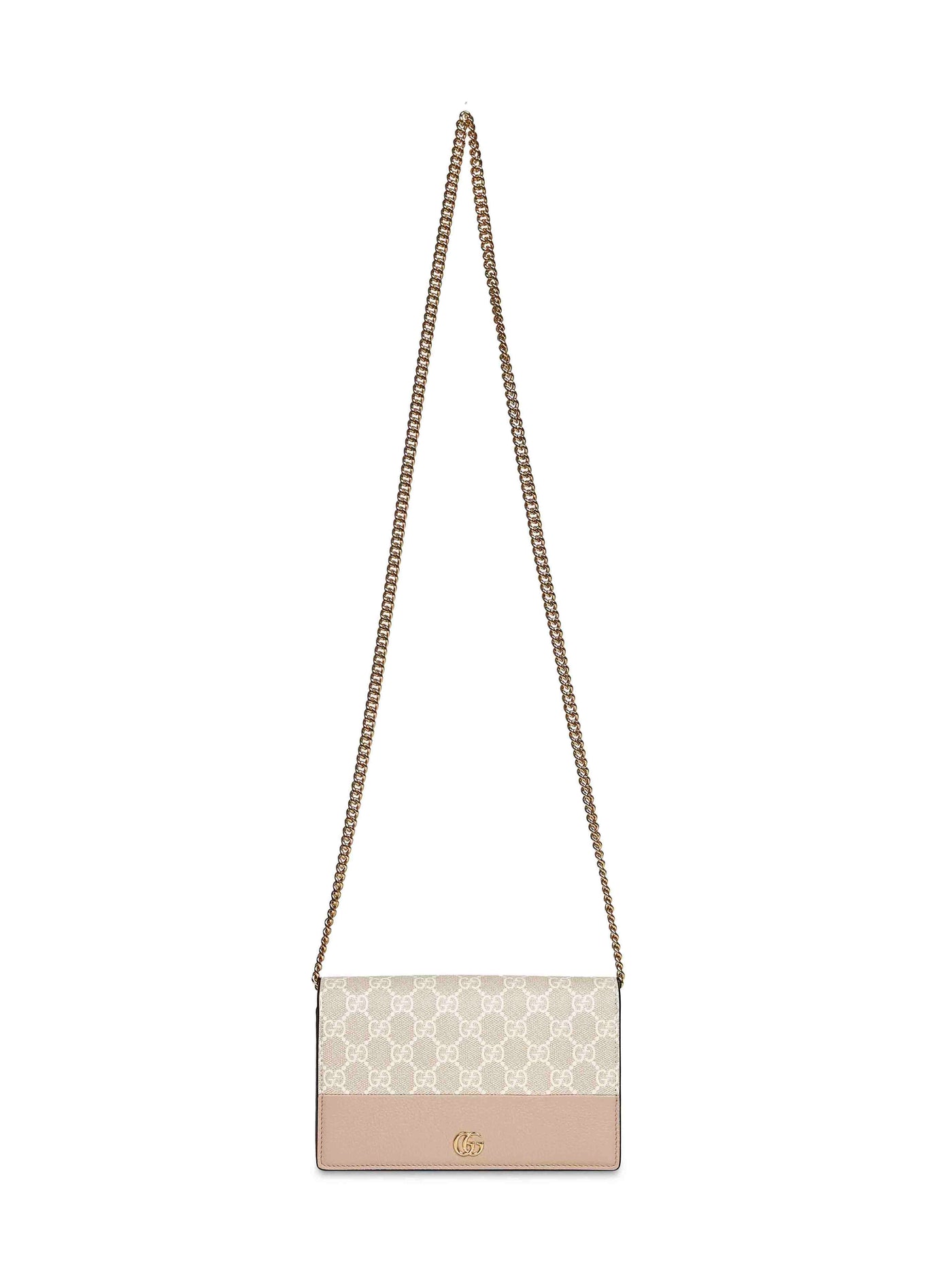 Gucci Gg Marmont Wallet On Chain — Beige Calf Leather