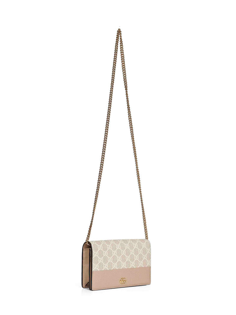 Gucci Gg Marmont Wallet On Chain — Beige Calf Leather