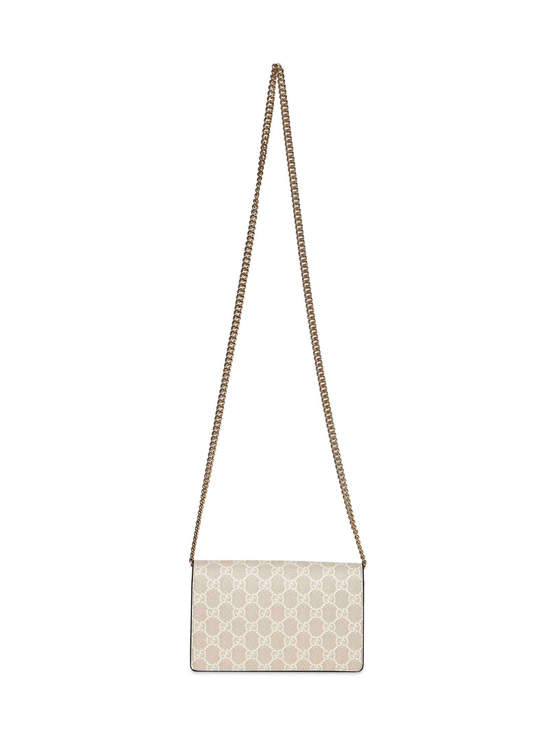 Gucci Gg Marmont Wallet On Chain — Beige Calf Leather