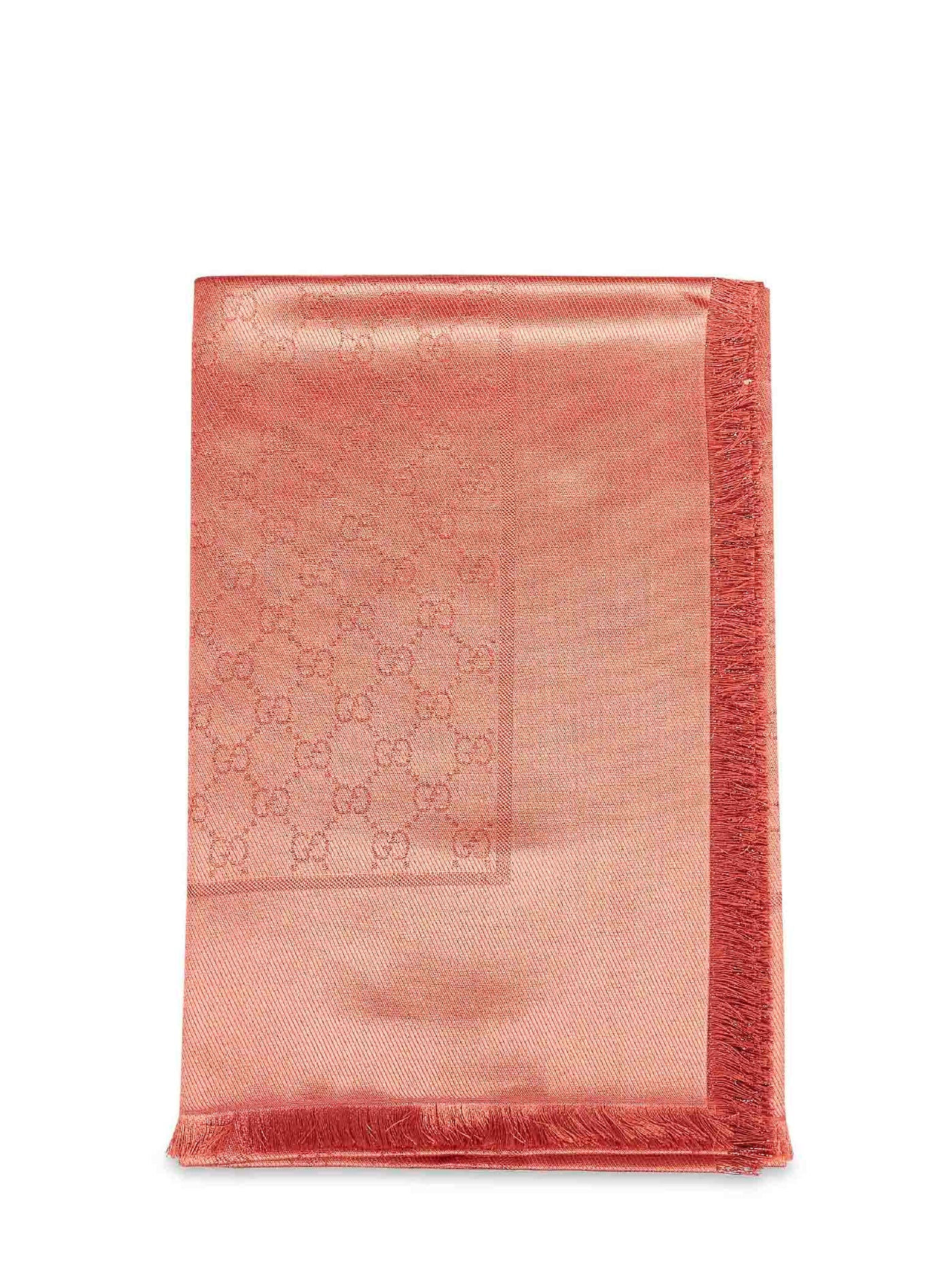 Gucci Gg Lamé Wool And Silk Scarf — Orange Scarfs