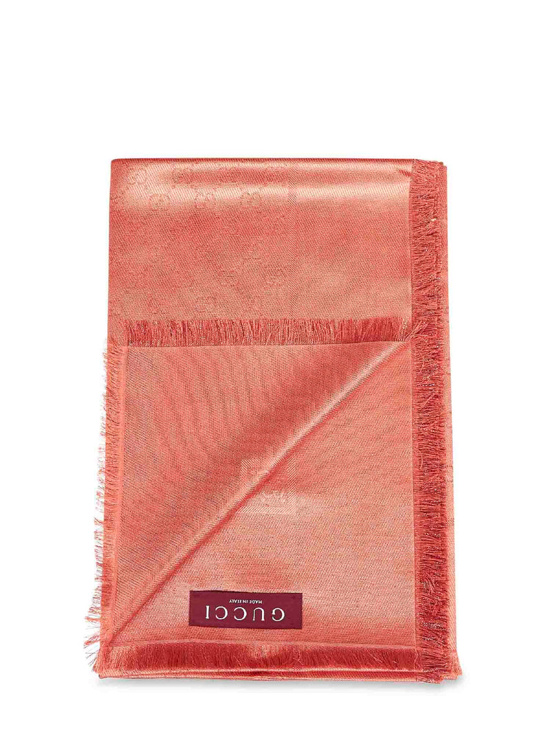 Gucci Gg Lamé Wool And Silk Scarf — Orange Scarfs