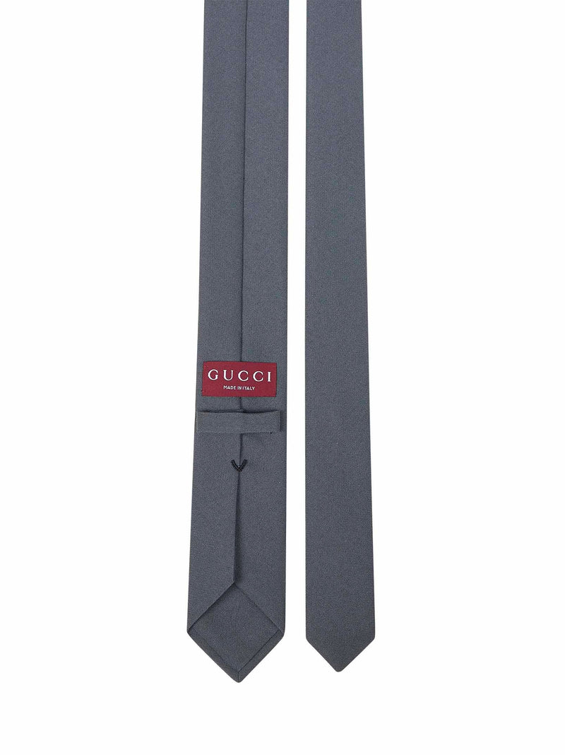 Gucci Crepe-Effect Slim Necktie — Gray Polyester Neckties