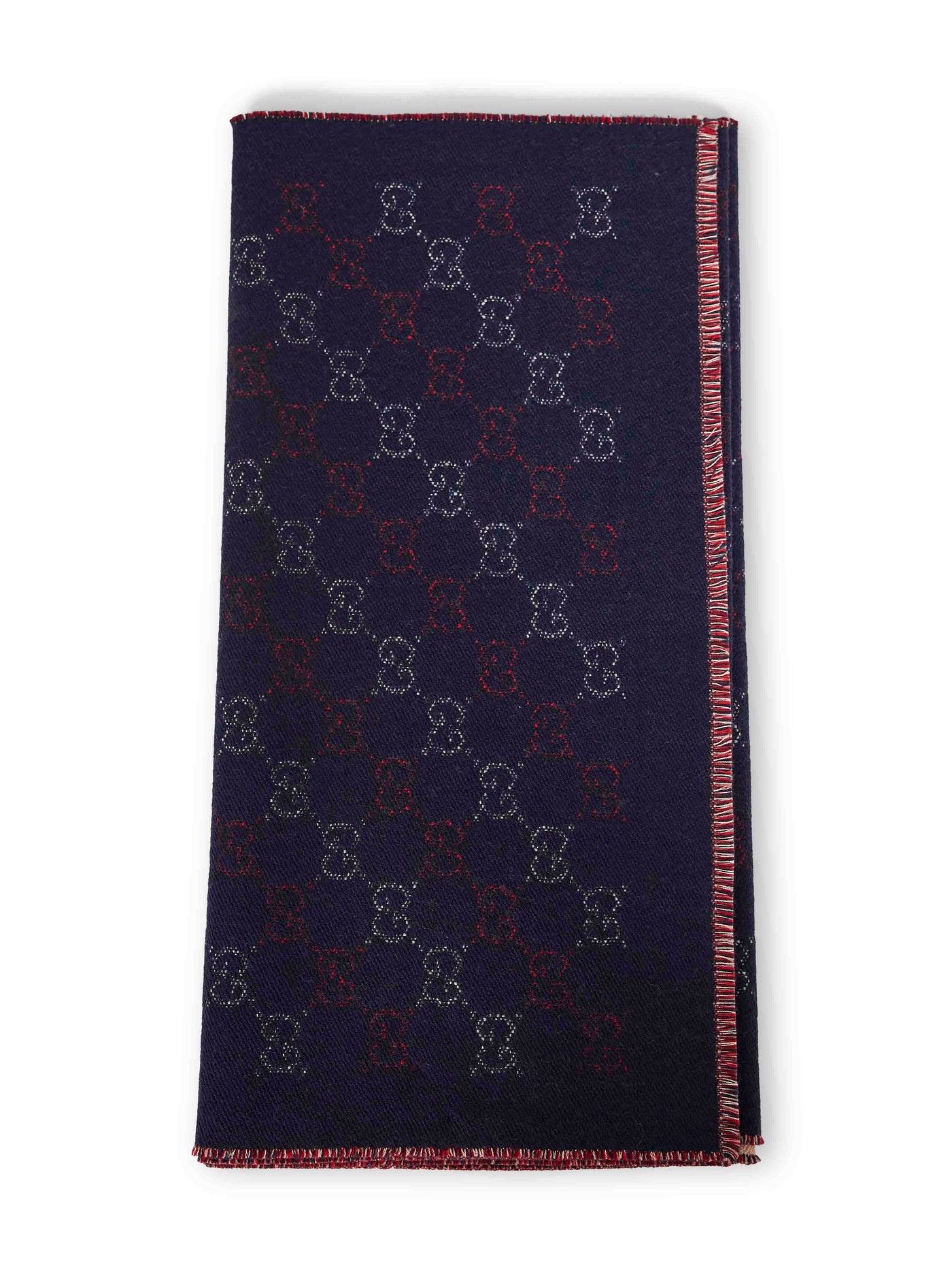 Gucci Gg Jacquard Wool Scarf — Navy Scarfs