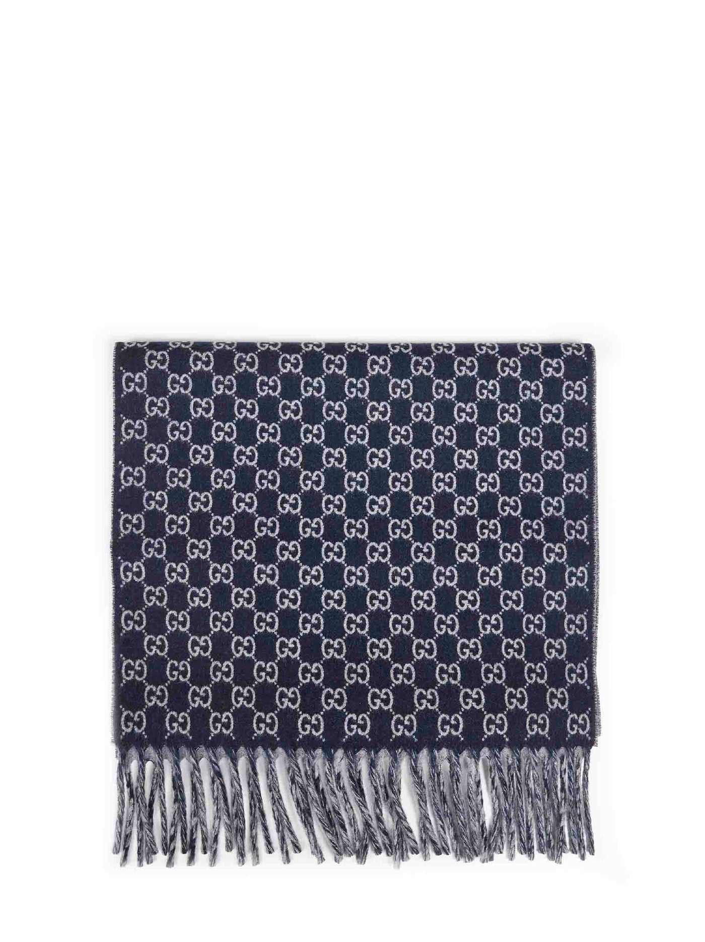 Gucci Gg Wool-Cashmere Scarf — Navy Scarfs