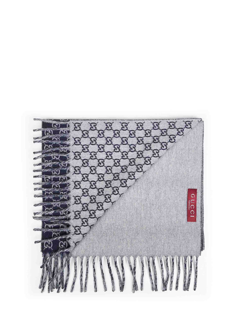 Gucci Gg Wool-Cashmere Scarf — Navy Scarfs