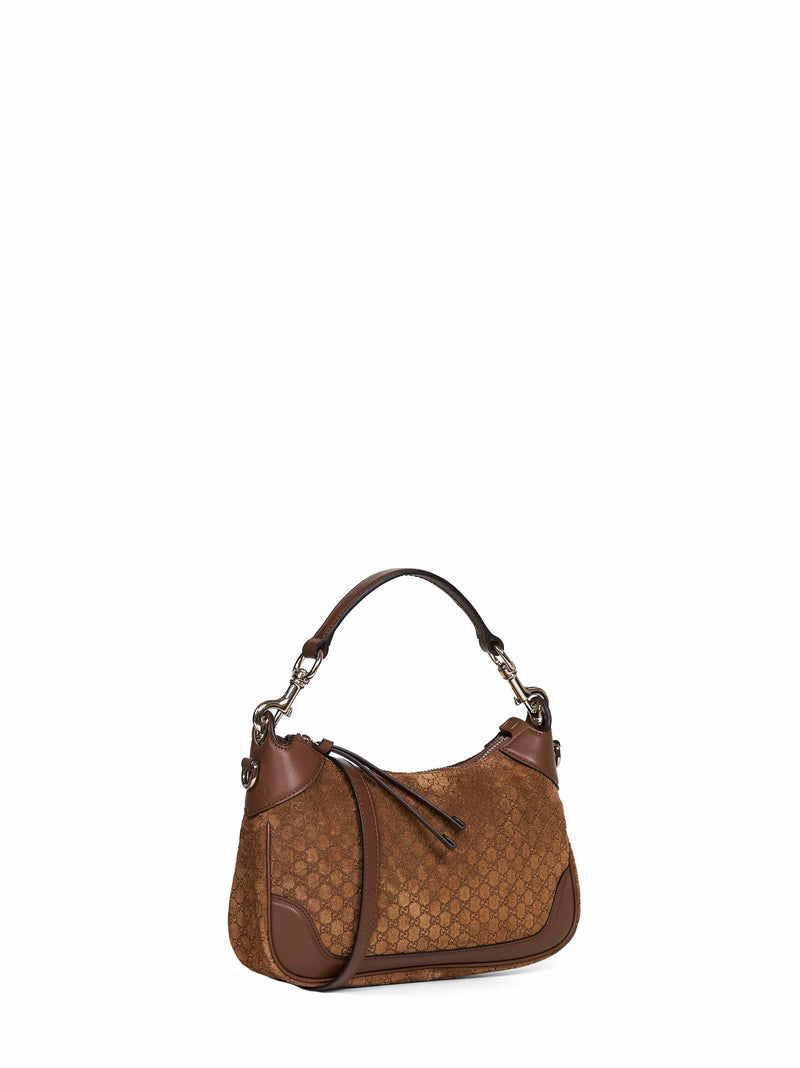 Gucci Gg Suede Shoulder Bag — Brown Calf Leather