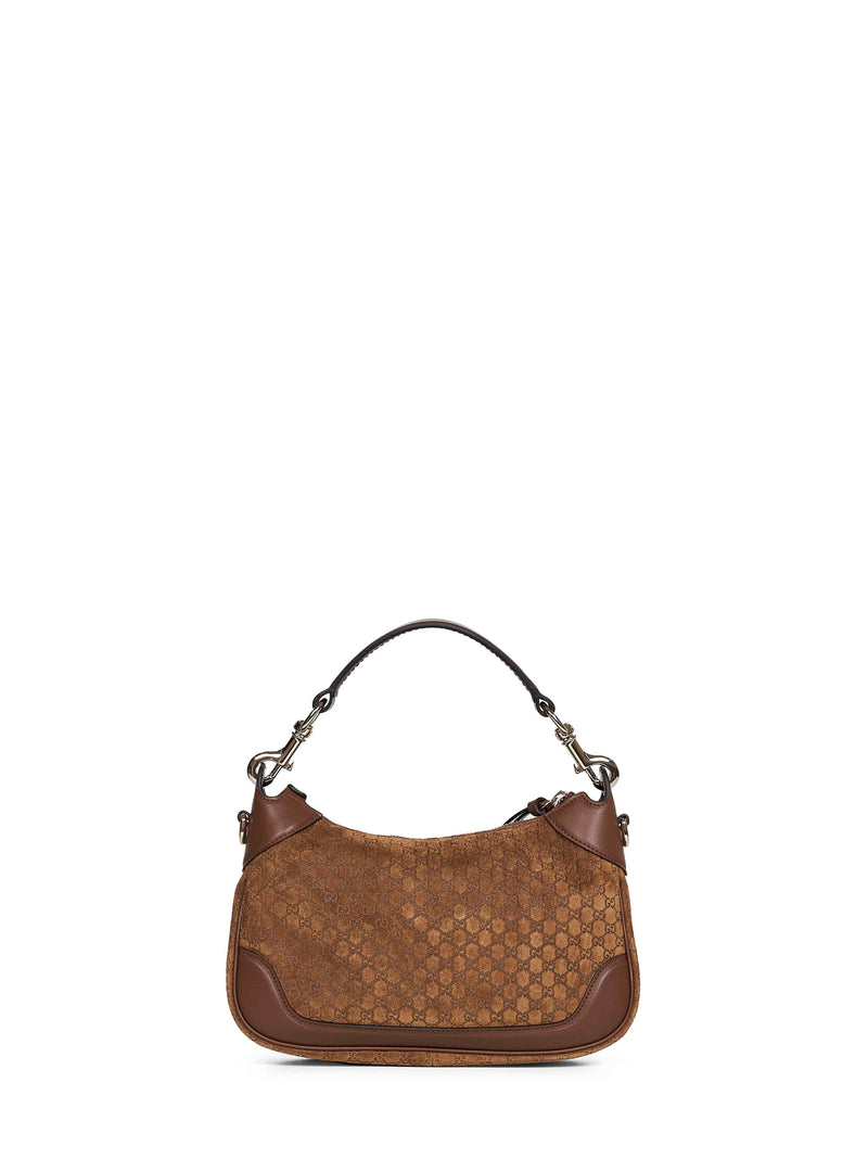 Gucci Gg Suede Shoulder Bag — Brown Calf Leather