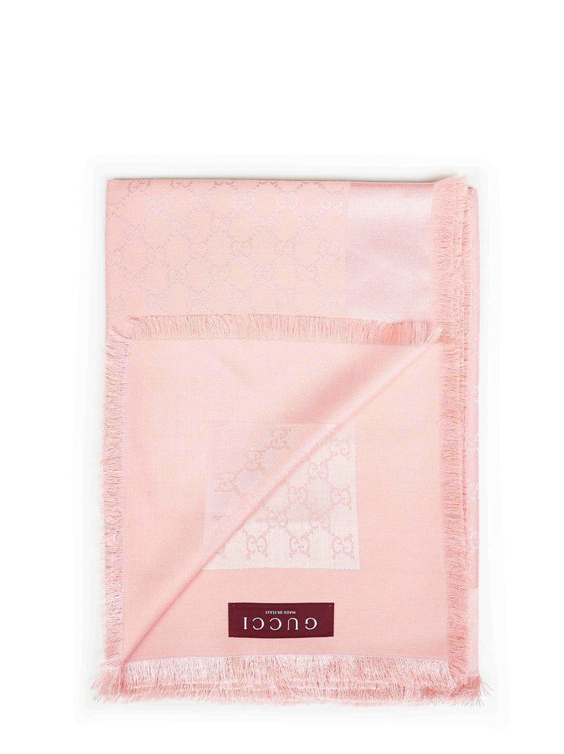 Gucci Gg Jacquard Silk-Wool Shawl — Pink Shawls