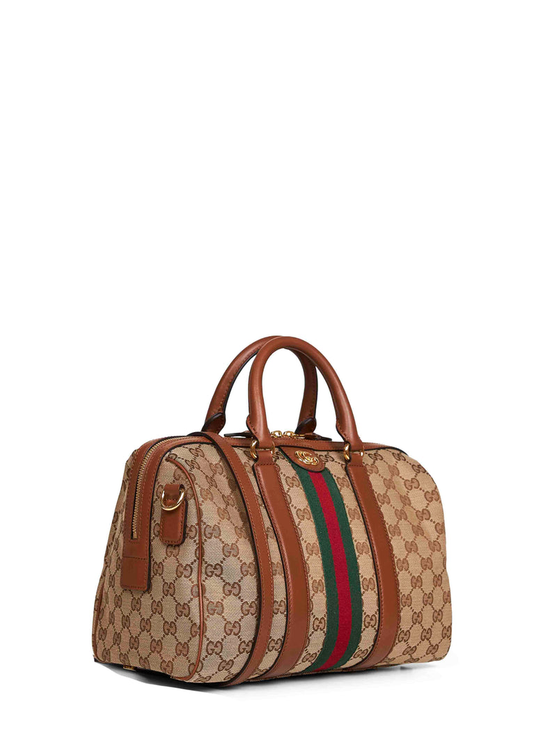 Gucci Boston Top Handle Bag — Beige Polyester