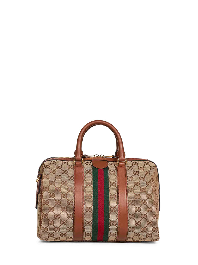 Gucci Boston Top Handle Bag — Beige Polyester