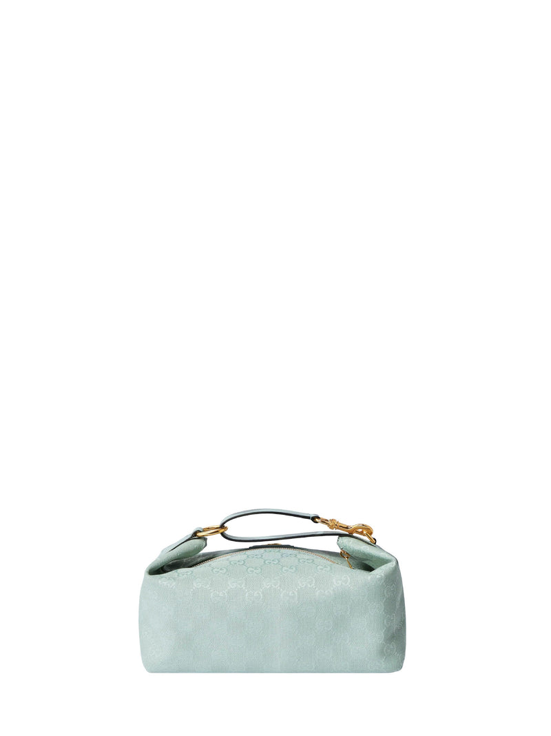 Gucci Gg Monogram Canvas Top Handle Bag — Blue Cotton