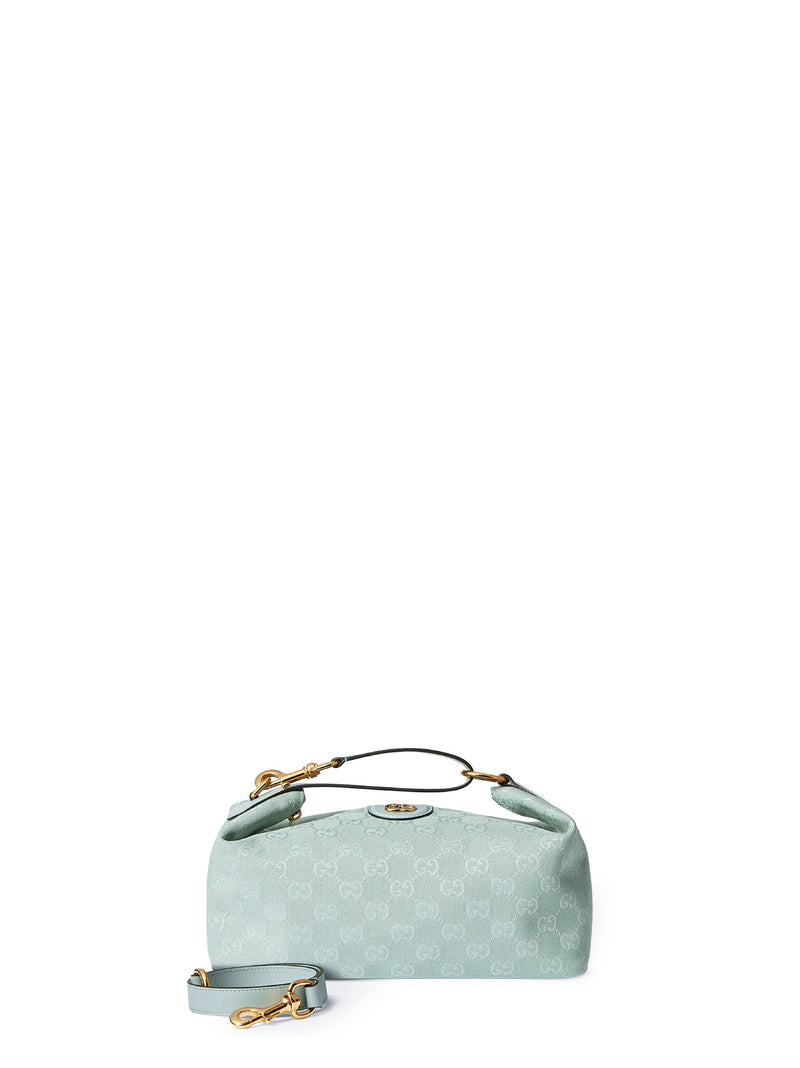 Gucci Gg Monogram Canvas Top Handle Bag — Blue Cotton