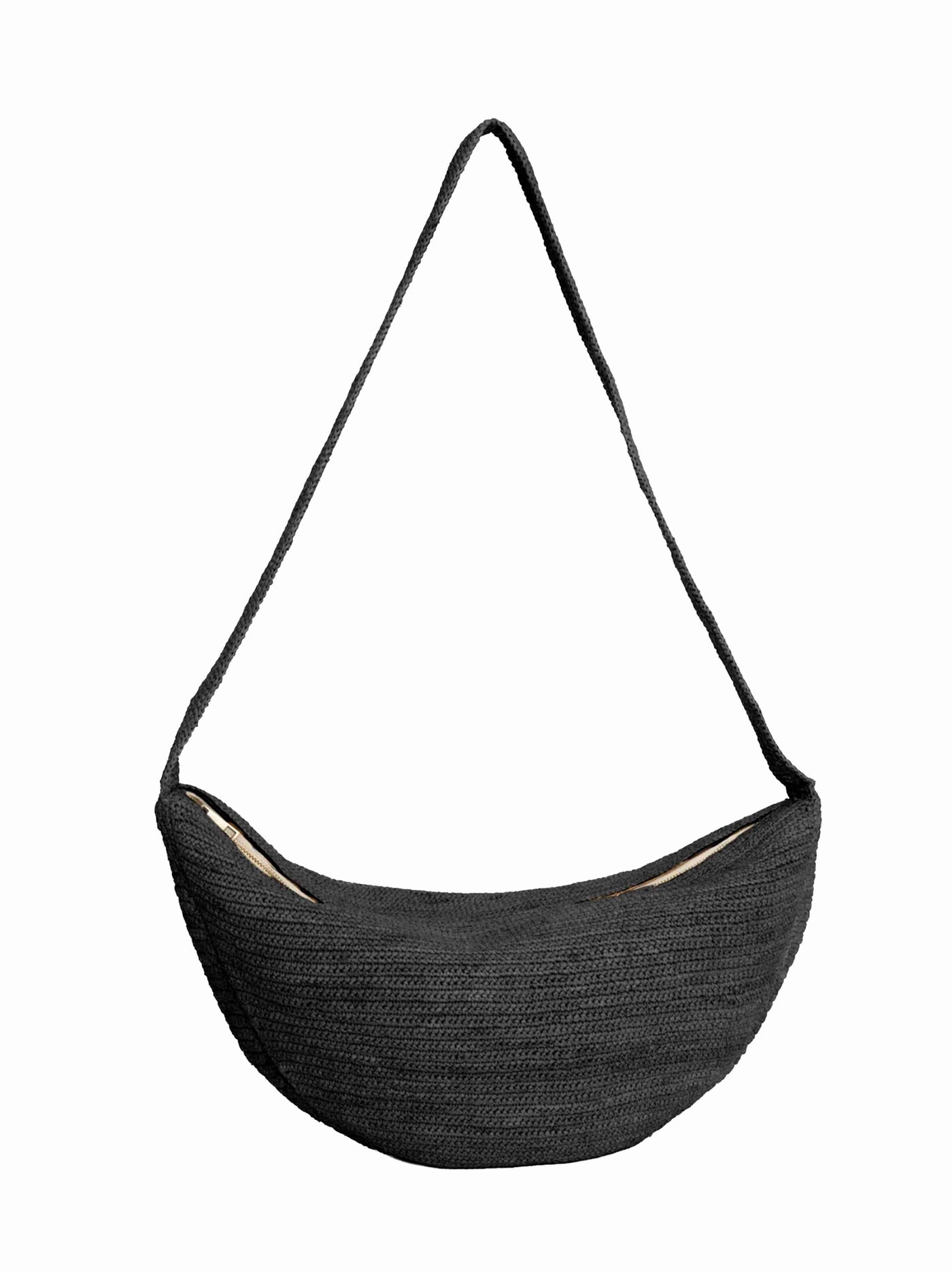 Ibeliv Luna Crossbody Bag — Black Raffia; Calf Leather